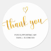 感謝のスクリプト ゴールド ハート 小規模ビジネス ラウンドシール (正面)