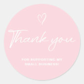 感謝のスクリプト ピンクハート 小規模ビジネス ラウンドシール (正面)