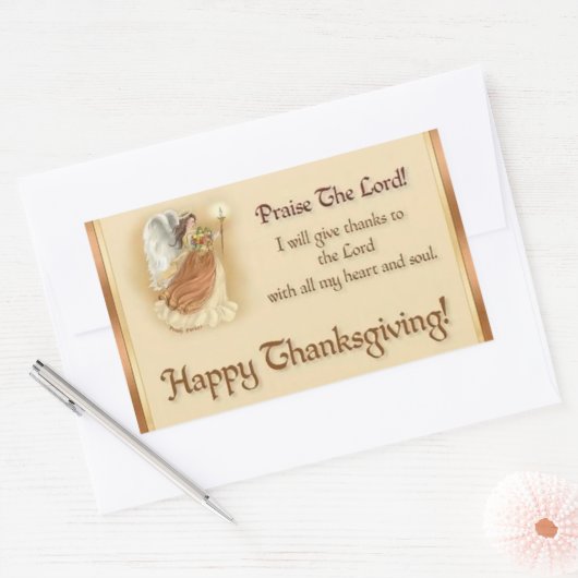 感謝のステッカー/主をたたえる 長方形シール (封筒)