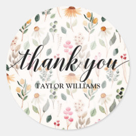 感謝のテキストガーデンの花 ラウンドシール