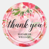 感謝のテキスト 牡丹の花 ラウンドシール (正面)