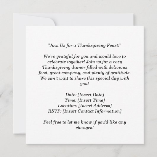 感謝のテーマをテーマにしたトルコ 招待状 (裏面)