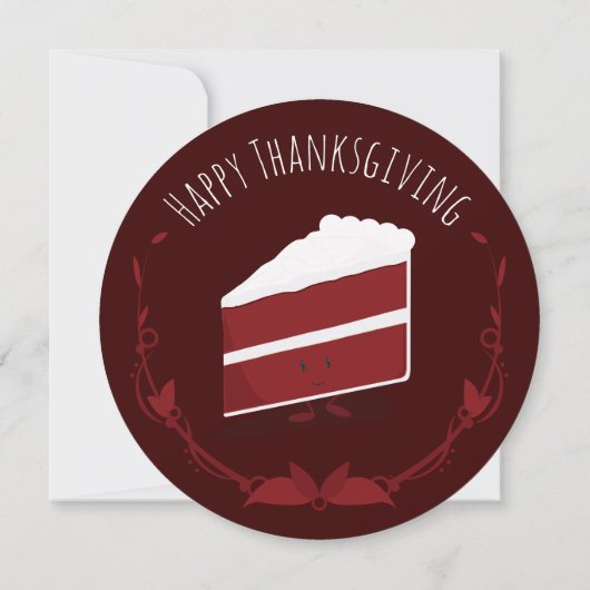 感謝のディナー笑顔の赤いベルベットのケーキ 招待状 (裏面)