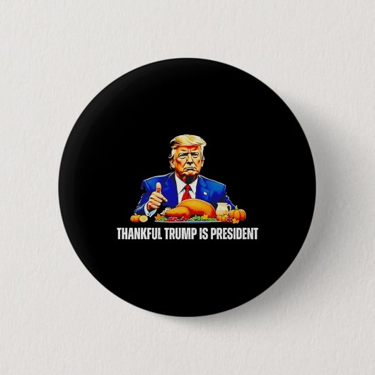 感謝のトランプは感謝祭の社長おもしろい 缶バッジ (正面)