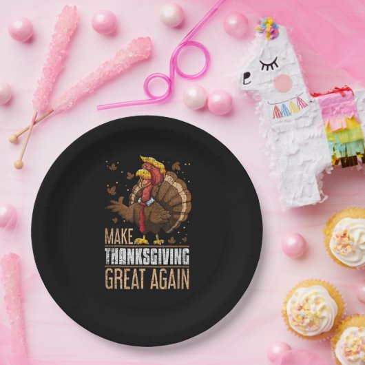 感謝のトランプキ素晴らしングを再びおもしろいトルコにする ペーパープレート (パーティー)