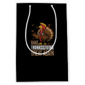 感謝のトランプキ素晴らしングを再びおもしろいトルコにする ミディアムペーパーバッグ (正面)