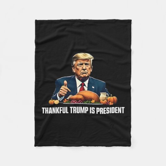 感謝のトランプ大統領は感謝祭 フリースブランケット (正面)