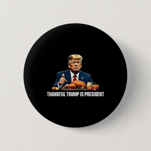 感謝のトランプ大統領は感謝祭 缶バッジ (正面)