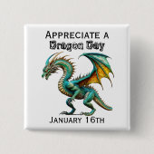 感謝のドラゴンデーおもしろいホリデーシャツ 缶バッジ (正面)