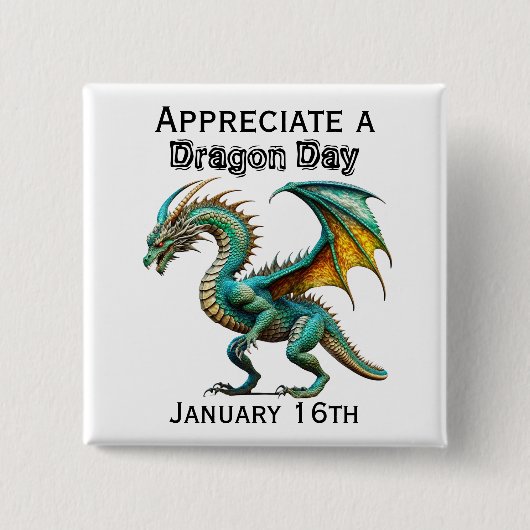 感謝のドラゴンデーおもしろいホリデーシャツ 缶バッジ (正面)