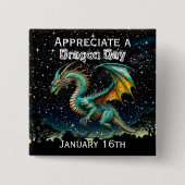 感謝のドラゴンデーおもしろいホリデーシャツ 缶バッジ (正面)