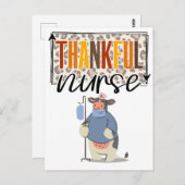 感謝のナースかわいい牛のナース ポストカード (正面/裏面)