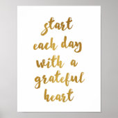 感謝のハートで毎日を始める – アートプリント ポスター (正面)