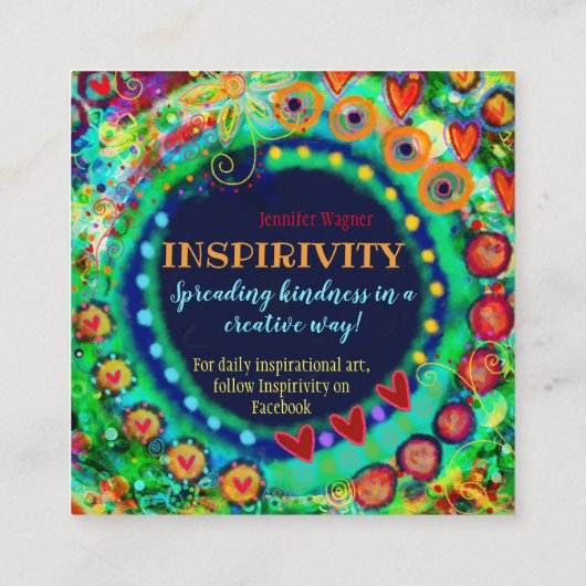 「感謝のハートの感動的な親切カード スクエア名刺 (裏面)