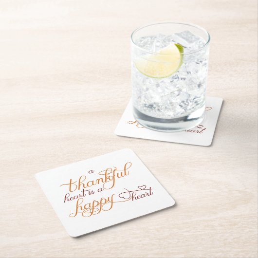 感謝のハートは幸せなハート感謝祭である スクエアペーパーコースター (インサイチュ)