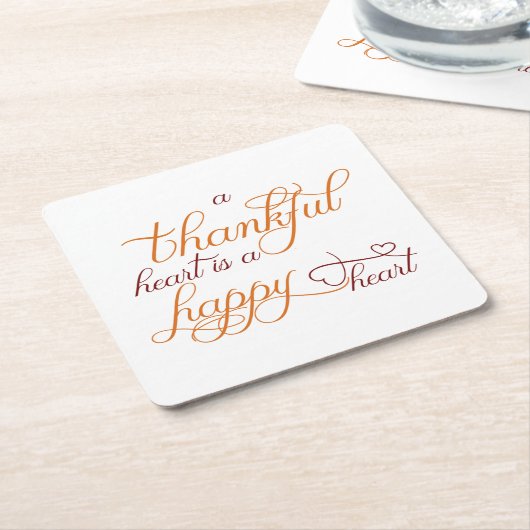 感謝のハートは幸せなハート感謝祭である スクエアペーパーコースター (アングル)