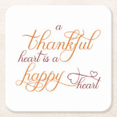 感謝のハートは幸せなハート感謝祭である スクエアペーパーコースター (正面)