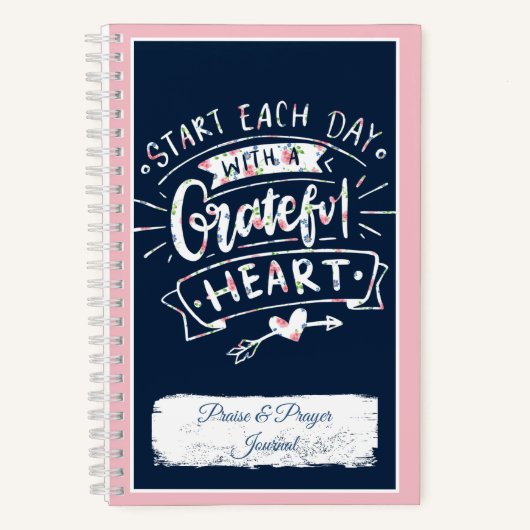 感謝のハートフローラ称賛と祈りの言葉ジャーナル ノートブック (正面)