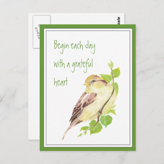 感謝のハート引用文スパローで毎日開始 ポストカード (正面/裏面)
