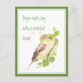 感謝のハート引用文スパローで毎日開始 ポストカード (正面)