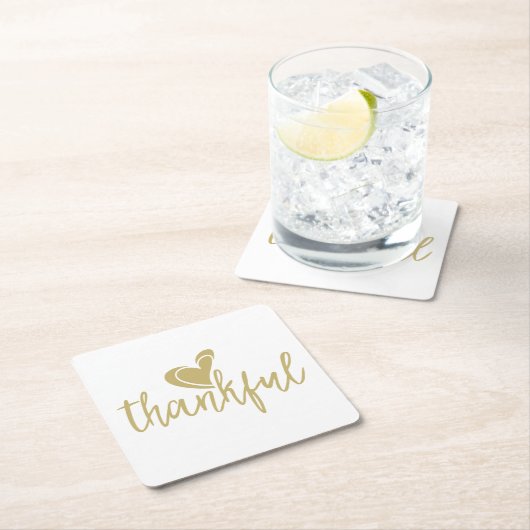 感謝のハート感謝 スクエアペーパーコースター (インサイチュ)