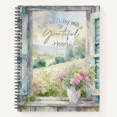 感謝のハート水カラーフローラウィンドウジャーナル ノートブック (正面)
