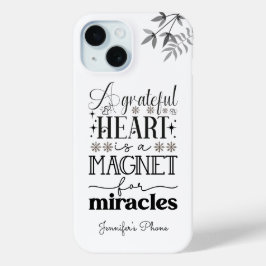感謝のハート、やる気を起こさせるタイポグラフィ iPhone 15ケース