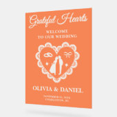 感謝のハート | 感謝祭結婚の歓迎 アクリルサイン (傾斜)