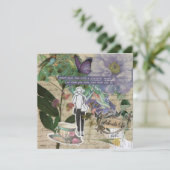 感謝のハート/紫色のフラットグリーティングカード (スタンド正面)