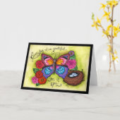 感謝のバタフライカード カード (黄色い花)