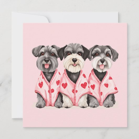 感謝のバレンタインデーSchnauzer犬 サンキューカード (正面)