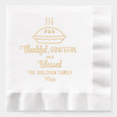 感謝のパイ感謝の家族に感謝賛美のパイー 箔ナプキン (正面)