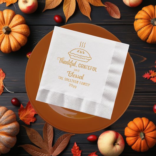 感謝のパイ感謝の家族に感謝賛美のパイー 箔ナプキン
