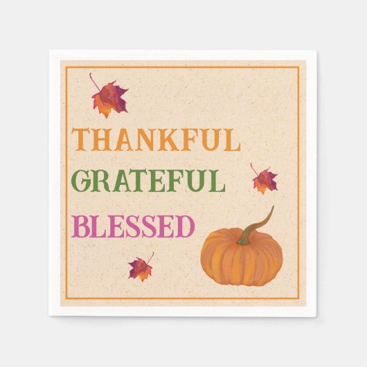 感謝のパンプキ賛美ン紅葉 スタンダードカクテルナプキン (正面)