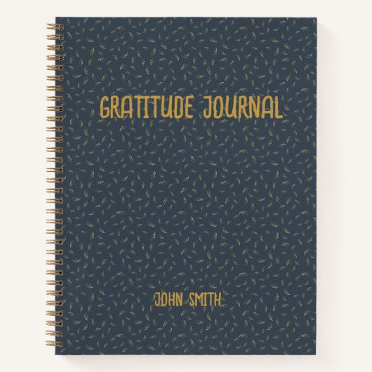 感謝のパーソナライズされたジャーナル、グレーと金ゴールド ノートブック (正面)