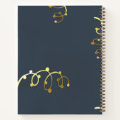 感謝のパーソナライズされたジャーナル、青と金ゴールド ノートブック (裏面)