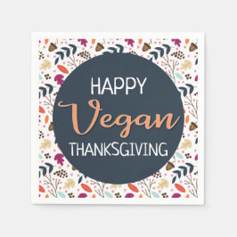 感謝のビーガンブルーフローラオレンジ文字を持つ スタンダードカクテルナプキン