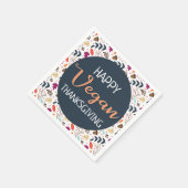 感謝のビーガンブルーフローラオレンジ文字を持つ スタンダードカクテルナプキン (角)