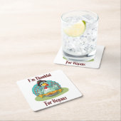 感謝のビーガン感謝祭ホリデートルコ スクエアペーパーコースター (インサイチュ)