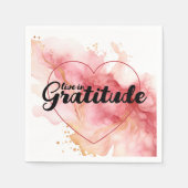 感謝のピンク色のインクで生きる スタンダードカクテルナプキン (正面)