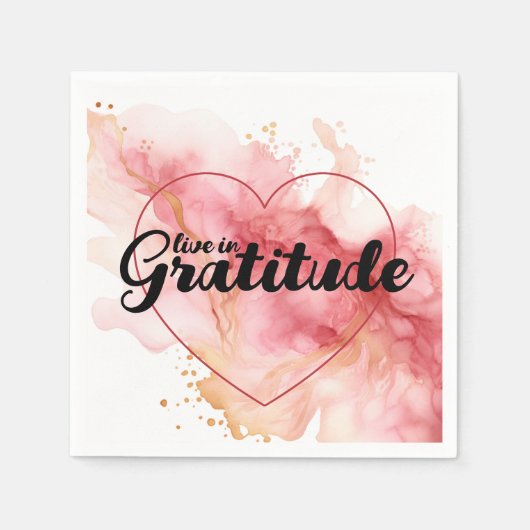感謝のピンク色のインクで生きる スタンダードカクテルナプキン (正面)