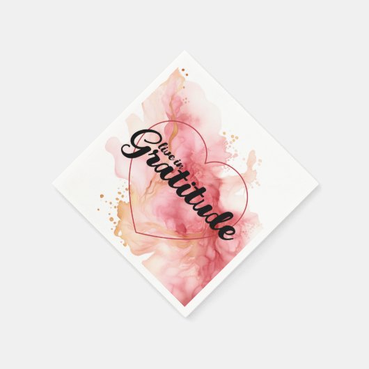 感謝のピンク色のインクで生きる スタンダードカクテルナプキン (角)