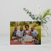 感謝のフォイル写真感謝祭はがき 箔シーズンポストカード (立ち正面)