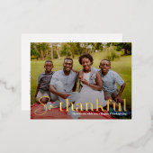 感謝のフォイル写真感謝祭はがき 箔シーズンポストカード (正面/裏面)