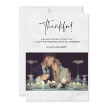 感謝のフォトグレー結婚大理石サンキューカード