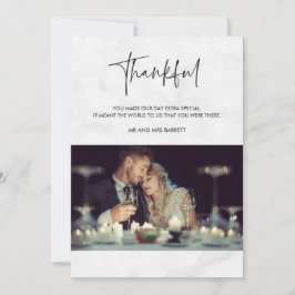 感謝のフォトグレー結婚大理石サンキューカード サンキューカード