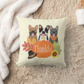 感謝のブフランスのルドッグ感謝祭 クッション (ブランケット)
