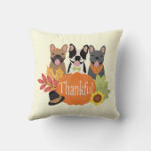 感謝のブフランスのルドッグ感謝祭 クッション (裏面)
