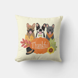 感謝のブフランスのルドッグ感謝祭 クッション