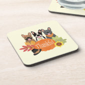 感謝のブフランスのルドッグ感謝祭 コースター (左側)